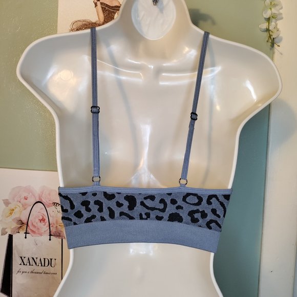 BZB Lace Leopard Print Seamless Wirefree Bralette Camisole Removable Padding - Picture 4 of 7